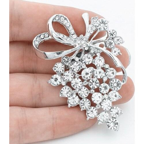 Elegant Delicate Diamante Sparkling Crystals Grape Brooch Pins Hot Selling Fantastic Wedding Jewelry Brooch For Bridal
