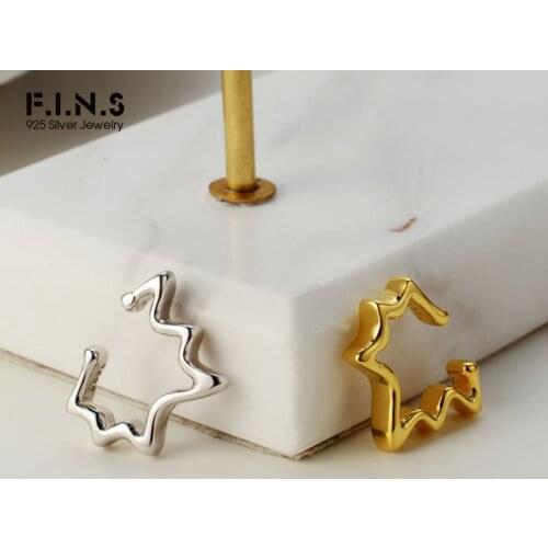 F.I.N.S 1PC Korean 925 Sterling Silver Irregular Waving Ear Clip Punk Stacked Ear Cuff No Puncture Ear Bone Fashion Fine Jewelry