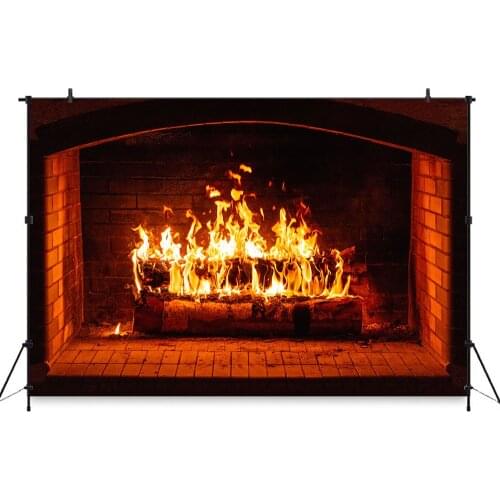 Fireplace Background For Photography Christmas Family Party Warm Fire Scene Backdrop For Photo Booth Fire Backgrounds