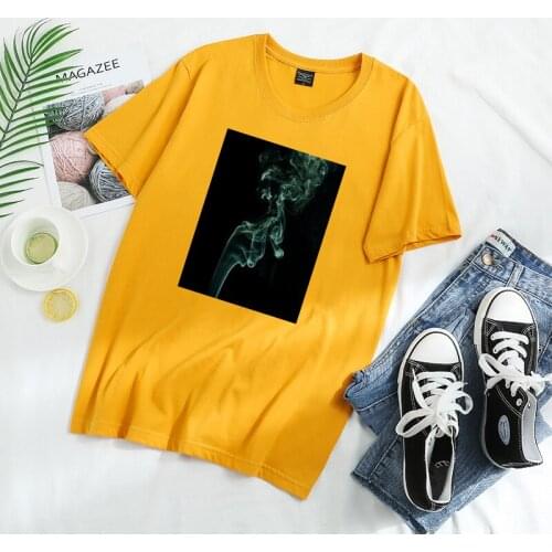 TOPESKO Fashion Harajuku Women Men Smoking Hand Aesthetic Cotton T-shirt Unisex Tee Shirt Femme Large Size Tops