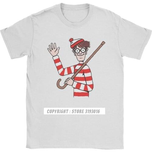 Wheres Wally Waldo The Fantastic Journe T Shirt Men Cotton Fun T-Shirts Parody 90s Comic Stripes Wanted Tops T Shirt Harajuku