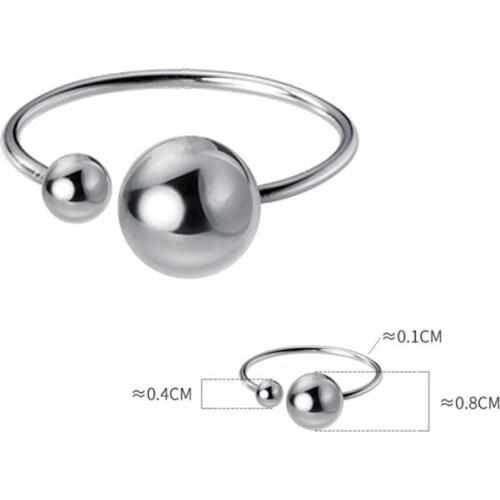 54-57mm 925 Sterling Silver Rings On Fingers Silver S925 Jewelry Irregular Small Large Balls Adjustable Ring For Girls Women