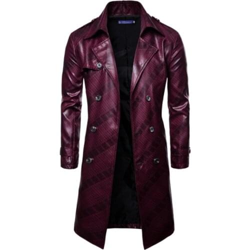 Europe/US Size New Design Game Leather Jacket Men Casual Double Breasted Long Windbreaker Leather Jacket Motorcycle Jacket Male