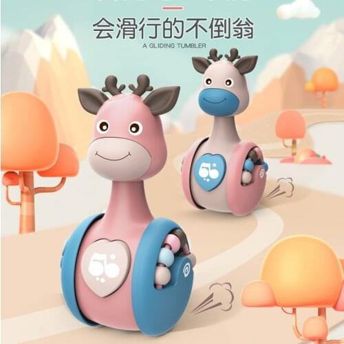 LazyChild Tumbler Roly-poly Toy Baby Bell Educational Fawn Early Education Infants Learn To Climb Creative Cartoon Pet 2021 New