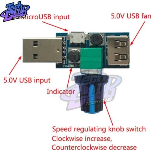 DC 5V Micro USB Fan Governor Wind Speed Controller Air Volume Regulator Cooling Mute Multifunction Noise Reduction Switch Module