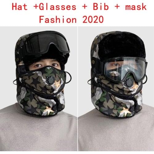 Fashion New Original Design Fashion Warm Cap Winter Men Winter Hats For Women Waterproof Hood Hat With Glasses Balaclava Beanies