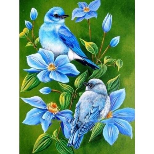 DIY Diamond painting Cross stitch Kit Diamond embroidery Blue flowers and birds 3D Diamond mosaic Needlework Pattern Home Decor