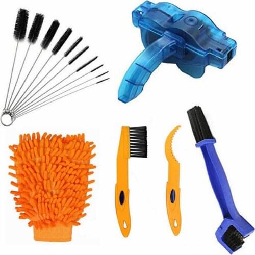 15 Pcs Bicycle Chain Washer Set Mountain Bike Chain Cleaning Brush Tool Bicycle Maintenance Tool Portable Cleaning Kit for BMX