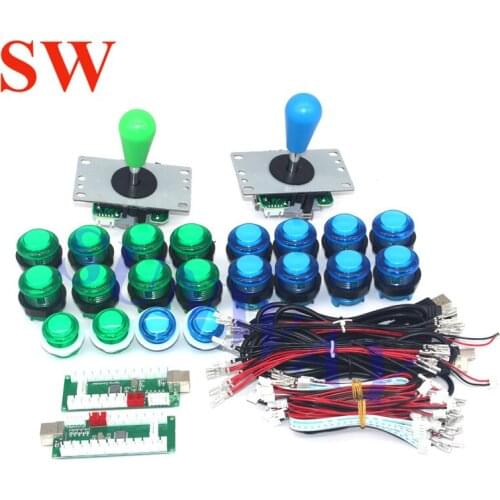 DIY Arcade Kits with USB Encoder for Arcade 5Pin Joystick with Oval ball +LED Push Buttons +Wire Cable for Android/ Raspberry Pi