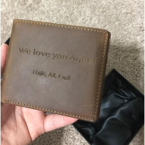 Real leather Laserable Leatherette Wallet for man Cowhide leather,groomsman or best man gift