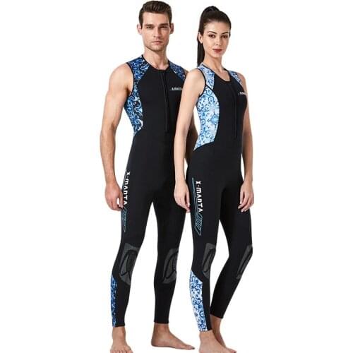 Mens Womens 3mm Neoprene Wetsuit Sleeveless One-piece Front Zip Long John Neoprene for Scuba Diving Surfing Swimming Suits