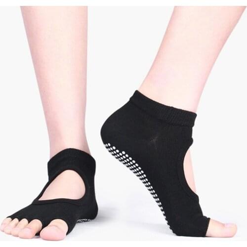 1 Pair Lace-up Yoga Socks Split Toes Breathable Non-slip Women Sports Ballet Dance Floor Yoga Pilates Exercise Socks