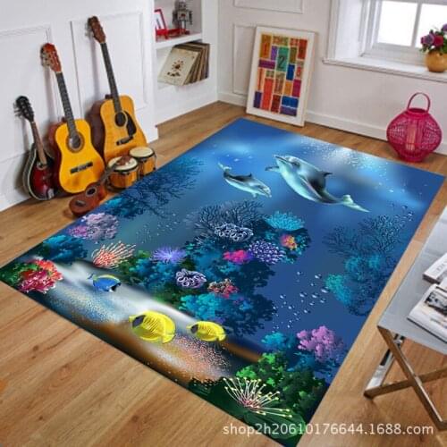 2019 New 3D Ocean World Shark Area Rug Printing Hallway Carpets Living Room Tea Table Rugs Kitchen Bathroom Antiskid Mats