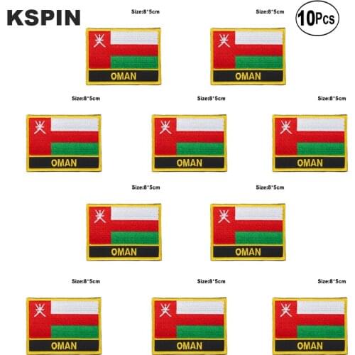 Oman Flag Embroidery Patches Iron on Saw on Transfer patches Sewing Applications for Clothes in Home&Garden