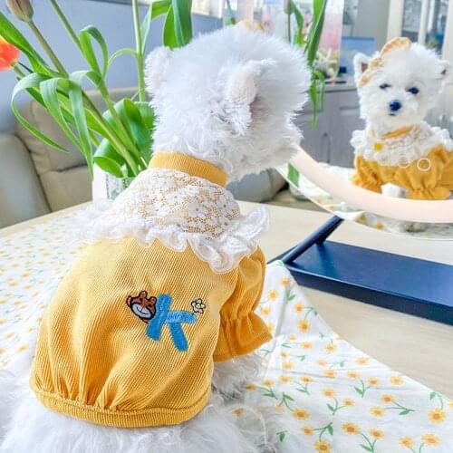 French Bulldog Corgi Pug Dog Small And Medium Pet Clothing Fleece Flower Spring And Autumn Fresh Sweater