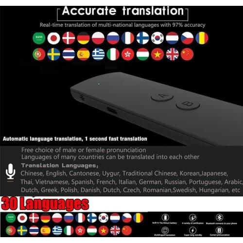 Portable T6 Smart Voice Speech Translator Two-Way Real Time 30 Multi-Language Translation for Learning Travelling Business Meet