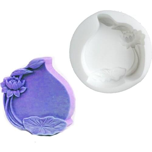 PRZY Silica gel 3D molds Lotus flowers soap silicone mold flower aroma mould DIY soap making moulds resin clay molds