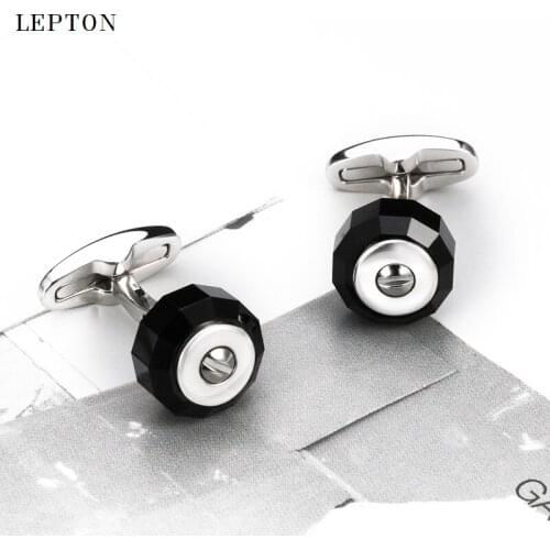 Low-key Luxury Black Glass Cufflinks for Mens High Quality Stainless steel Cuff links Men Shirt Cuffs CuffLink Relojes Gemelos
