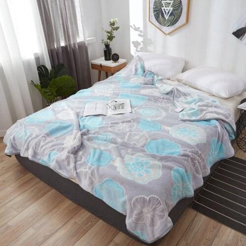 Gray blue blankets flower quilts twin full queen king adult blankets soft Throw Flannel blankets on Bed/car/sofa girls rugs