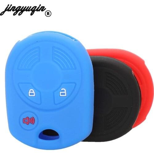 Jingyuqin Silicone Car Key Cover FOB Case for Ford CMAX,EscapeTransit Focus Edge Expedition Explorer,Flex,Mustang,Taurus Fusion