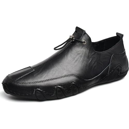 Men Shoes Leather Casual High Quality Loafers Flats Soft Light Shoes Mens Driving Footwear Fashion Sneakers Big Size 46