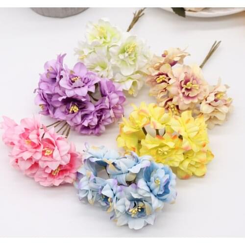 6pcs artificial silk Peony Wedding Bouquet garland decorated handmade craft scrapbook supplies candy gift boxes decorated