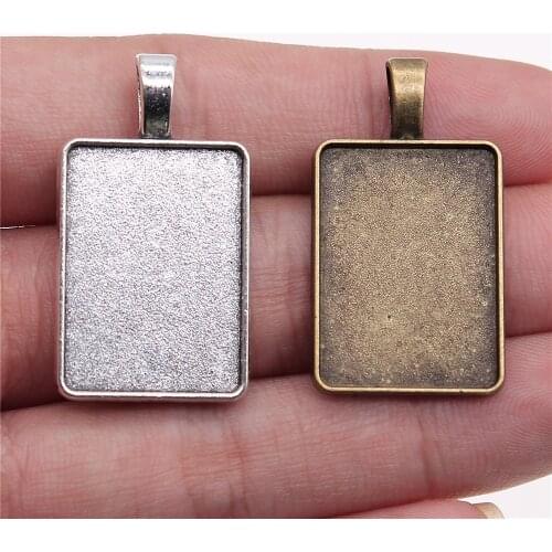 WYSIWYG 5pcs 18x25mm Inner Size Vintage Antique Silver Color Antique Bronze Color Rectangle Shape Cameo Cabochon Base Setting