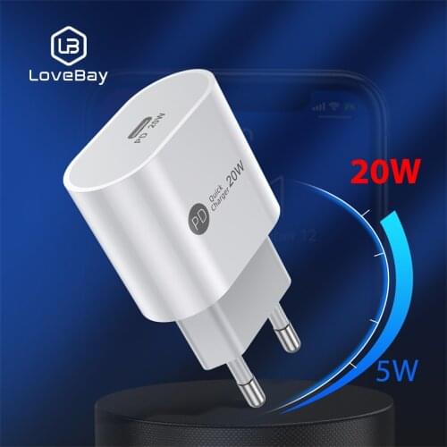 LOVEBAY 20W Quick Charge PD USB C Charger For iPhone 12 Pro Max 12 mini Fast Charger Type C For Xiaomi QC3.0 Charging adapter
