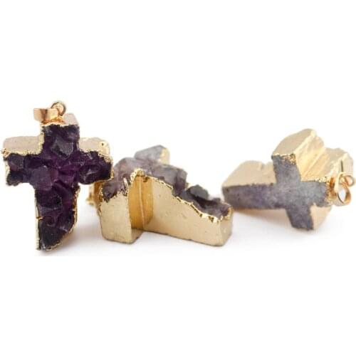 Druzy Fashion Wedding purple Crystal Pendants for Women Rose-Color Cubic Square Shape Vintage Jewelry Free Shipping