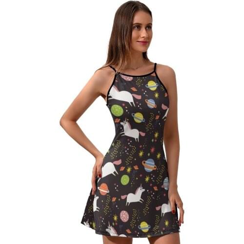 Space Dress Suspender Social Hot Dresses Stretch Youth Polyester Patterns One-Piece Dress