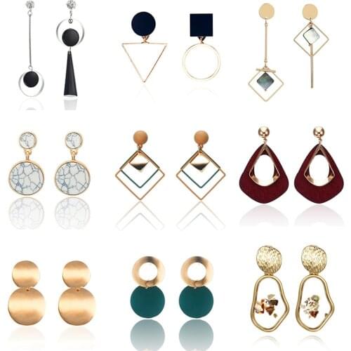 New Korean Heart Statement Drop Earrings Fashion Vintage Geometric Acrylic Dangle Hanging Earring Jewelry 2020 for Women