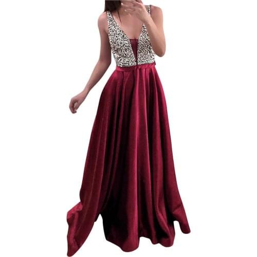 Dresses Fad V Neck Pink High Split Tulle Sweep Train Sleeveless Evening Gown A-line Lace Up Backless Vestido De Sequin Dresses