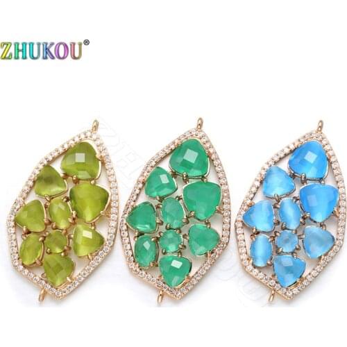 ZHUKOU 2019 New arrival Multicolor Fashion DIY Jewelry Connector Accessories handmade Polygon Crystal Connector Making Findings