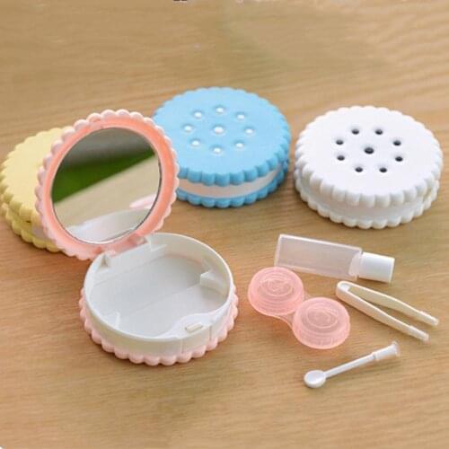 Cartoon Cookies Glasses Double Contact Lenses Box Case For Eyes Care Kit Holder Container Gift 1 pc Fashion Eyewear Accessories