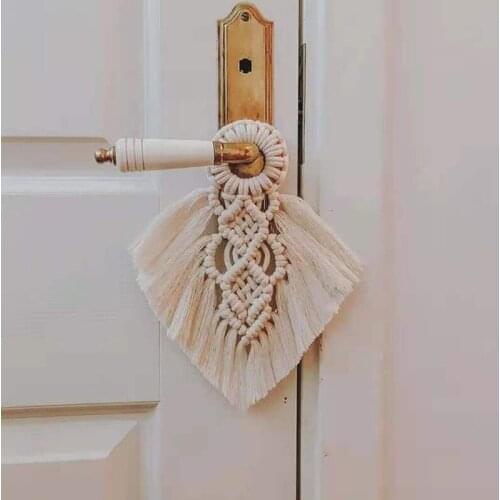 1 Pc Room Decoration Handmade Woven Cotton Rope Door Handle Swing Rope Hanging Decoration Wall Hanging Decor With Felt Ball