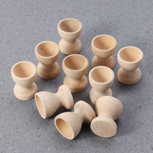 12pcs Wooden Egg Holder Household Kitchen Eggs Holding Cups Tabletop Refrigerator Egg Tray Container Wood Storage Holders