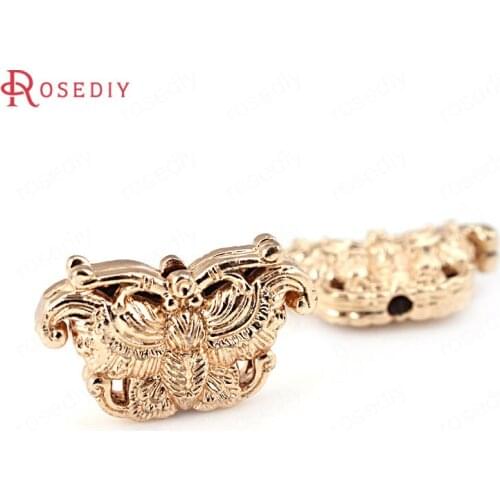 4PCS 13x21MM 24K Champagne Gold Color Plated Brass Butterfly Spacer Beads Bracelet Beads Jewelry Findings Accessories
