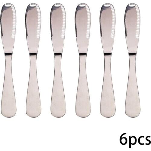 8''Thick Stainless Steel Butter Spreader Knife Silver Chef Knifes 3 in 1 Spreader Slicer and Butter Curler Knives Serrated Edge