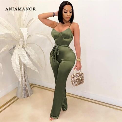ANJAMANOR Elegant Sexy Jumpsuit Spring Summer 2021 Women Fashion One Piece Outfit Going Out Outifts To The Club D42-DA34