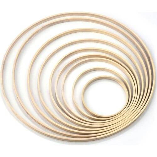 10Pcs Bamboo Ring Wooden Circle Round Catcher Home Decor Diy Hoop For Flower Wreath House Garden Plant Decor Hanging Basket