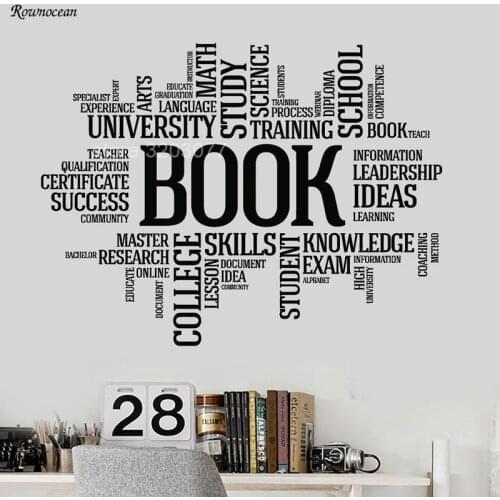 Big Size Vinyl Wall Decal Books Words Bookworm Library Bookshop Inspirational Quotes Stickers Success Office School Decor SK11