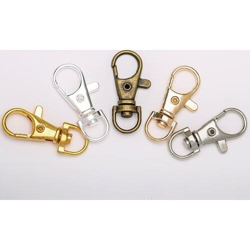 10pcs Gold Split Key Ring Swivel Lobster Clasp Connector For Bag Belt Dog Chains DIY Jewelry Making Findings Wholesale