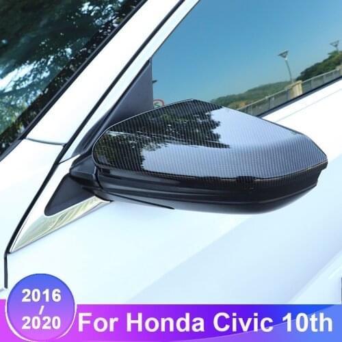 Carbon fiber Car Rear-view Mirror Covers Shell Rearview Mirror Edge Guards Cover For Honda Civic 10th 2016 2017 2018 2019 2020