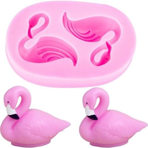 Flamingos Swan Shaped 3D Reverse Sugar Molding Fondant Cake Silicone Mold Polymer Clay Molds Chocolate Decoration Tools