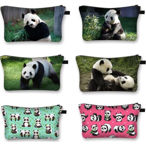 Panda Cosmetic Bag Printing Girl Fashion Large Capacity Cosmetic Case Cute Panda Travel Portable Storage Bag