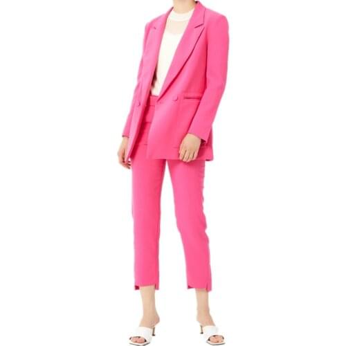 Business Pant Suits for Women Plus Size Pink Custom Made Ladies Pantsuit Blazer+Pants for Work Pantsuit for Wedding Party