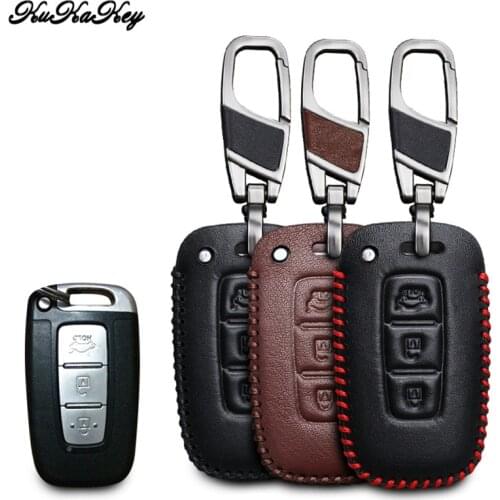 KUKAKEY Genuine Leather Car Key Case Fob Cover For KIA Forte K3 Cerato Sportage Sorento Rio K2 K5 Optima K7 Keychain Accessories