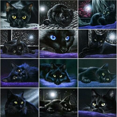 MomoArt Diamond Painting Cat Picture Of Rhinestones Diamond Embroidery Animal Cross Stitch Mosaic Full Drill Square Wall Decor