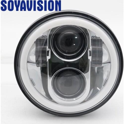 Motorcycle 5.75 LED Headlight 5 3/4 Inch White Amber Halo For Sportster Iron 883 1200 Dyna Street Bob indian scout