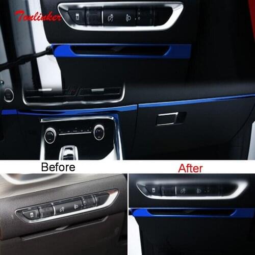 Tonlinker Interior Central Console Cover sticker For Geely SX11 Coolray 2018-20 Car styling 5 PCS Stainless steel Cover stickers